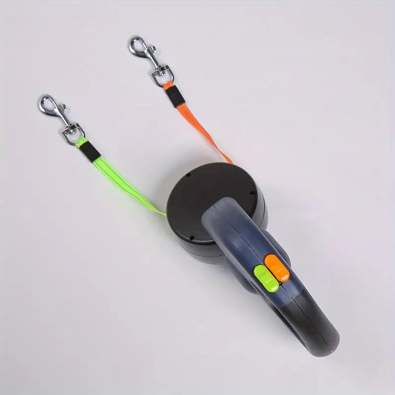 Dual Retractable Dog Leash with LED and Waste Bag