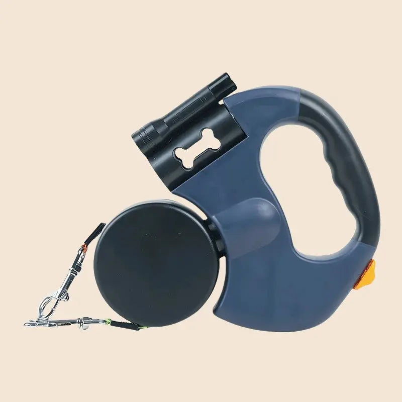 Dual Retractable Dog Leash with LED and Waste Bag