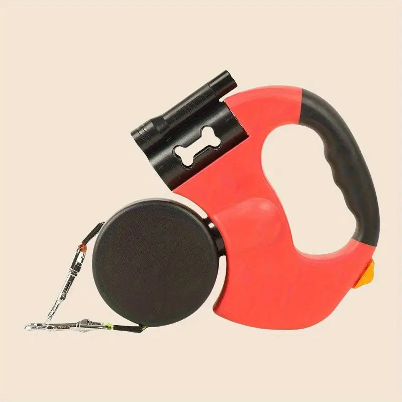 Dual Retractable Dog Leash with LED and Waste Bag