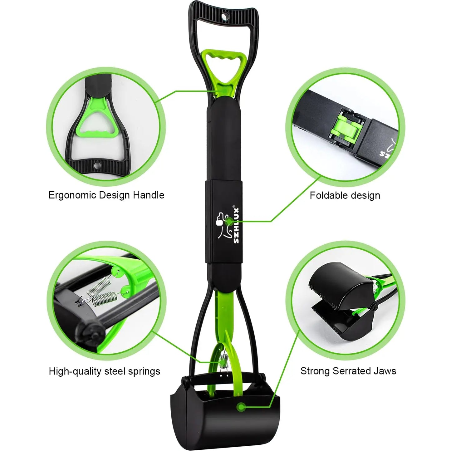 Dog Pooper Scooper – Foldable Long Handle Cleaner