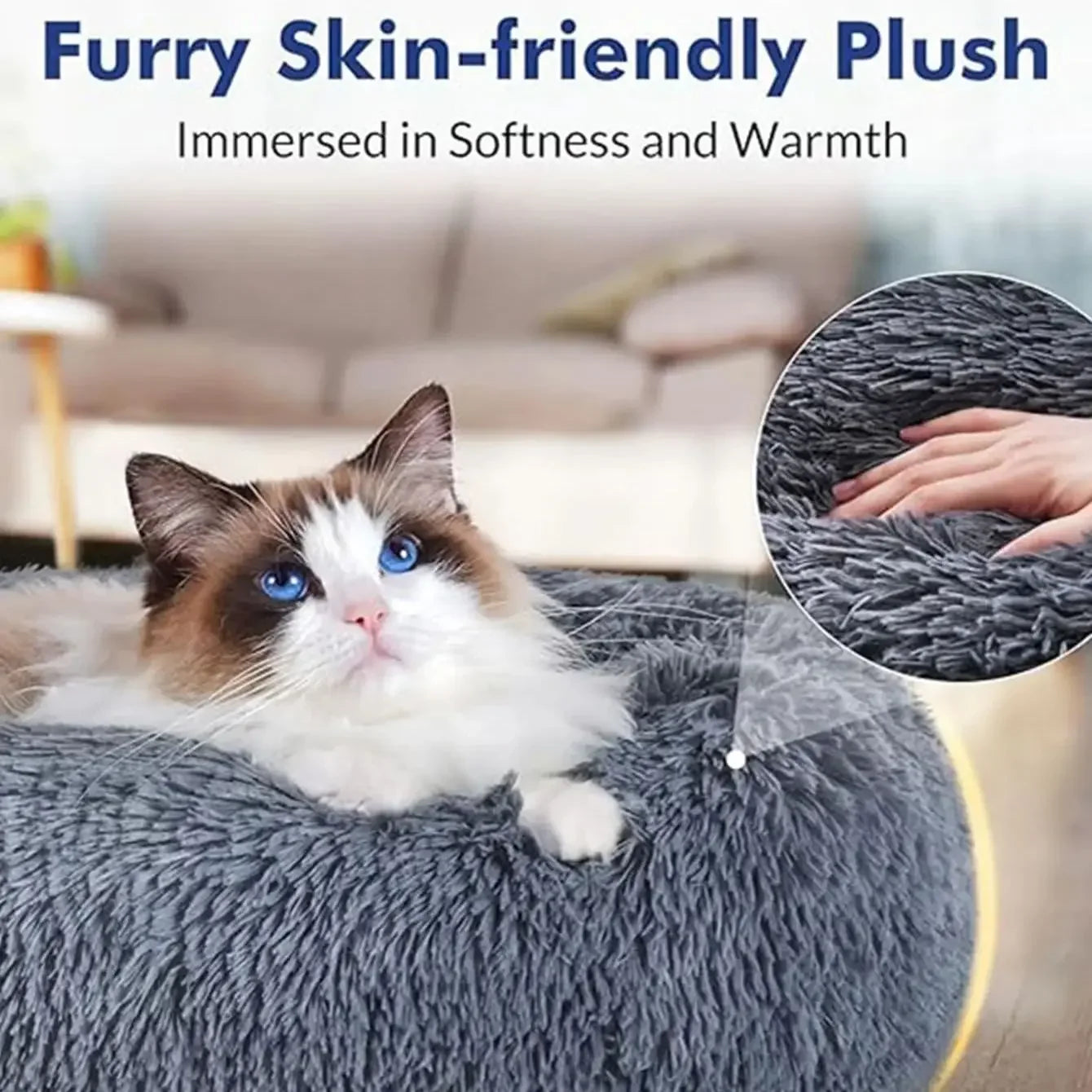 Round Plush Pet Bed – Super Soft & Warm