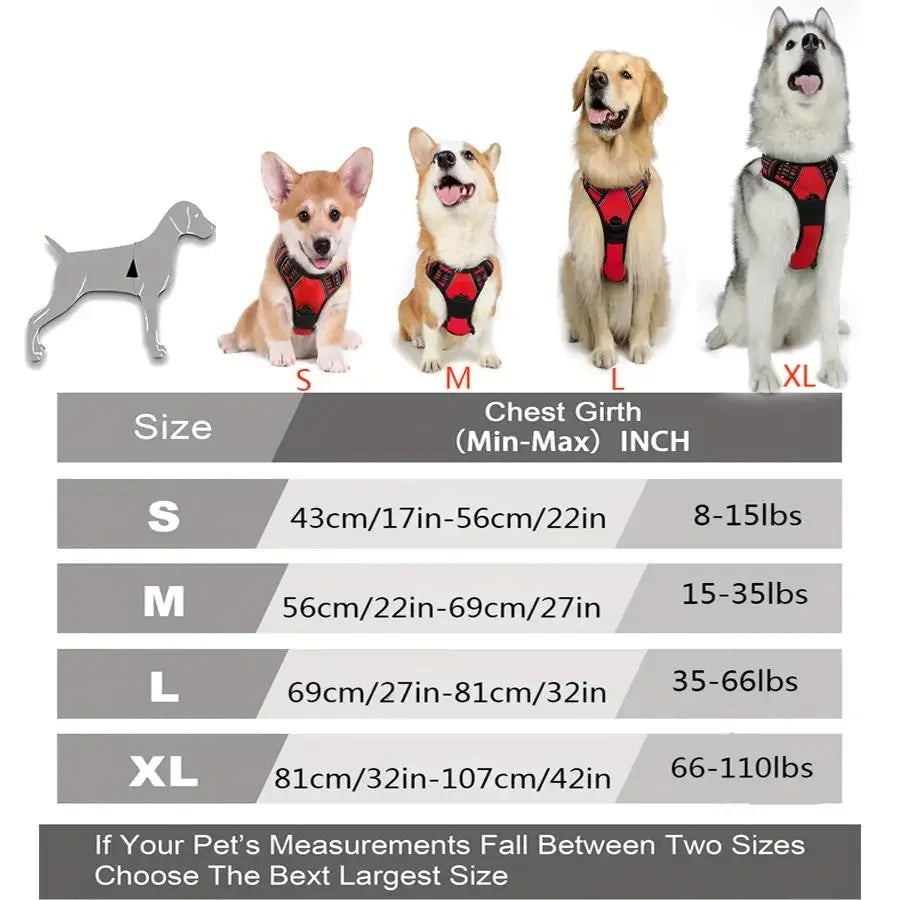 No Pull Dog Harness – Front Clip & Reflective