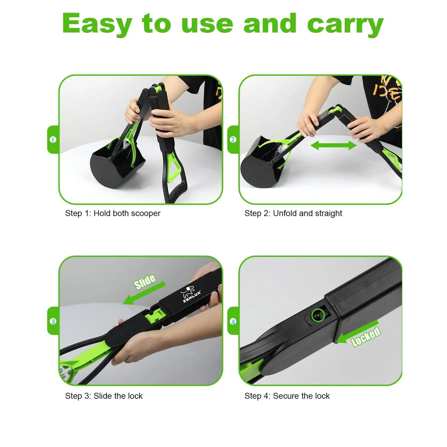 Dog Pooper Scooper – Foldable Long Handle Cleaner