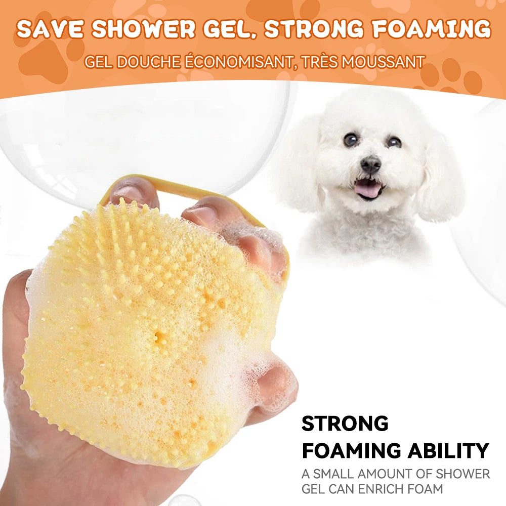 Dog Bathing & Massage Brush – Shampoo Dispenser