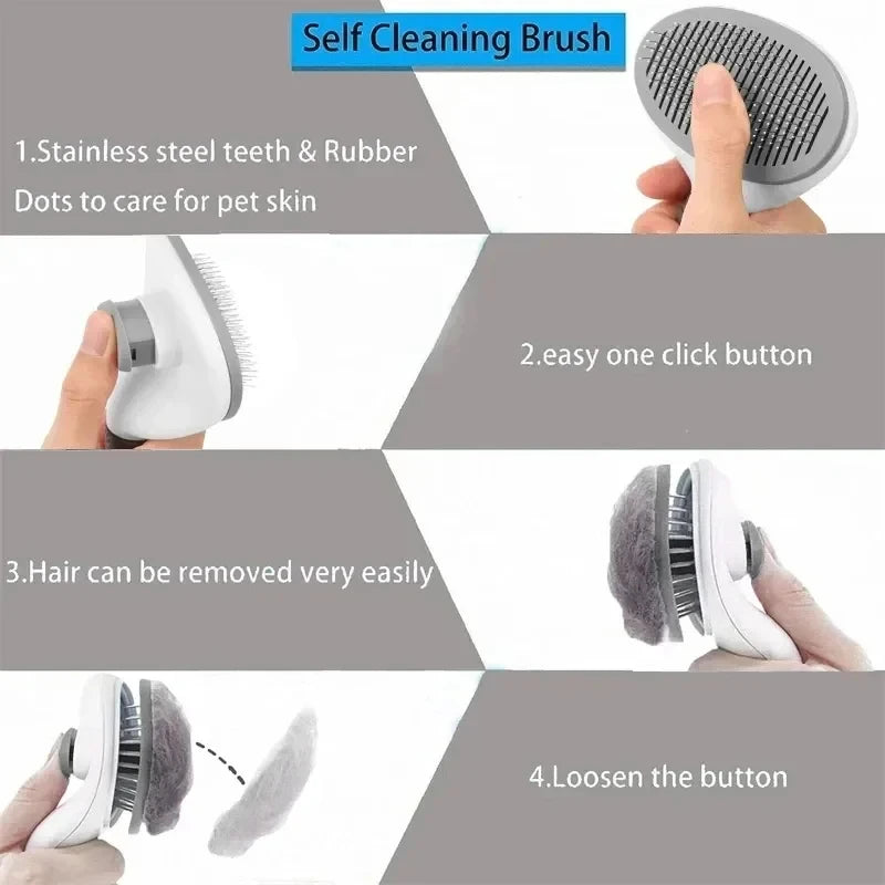 Self-Cleaning Pet Brush – Hair Remover for Dogs & Cats