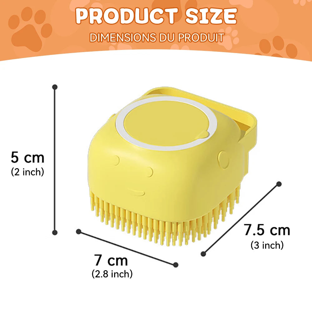 Dog Bathing & Massage Brush – Shampoo Dispenser