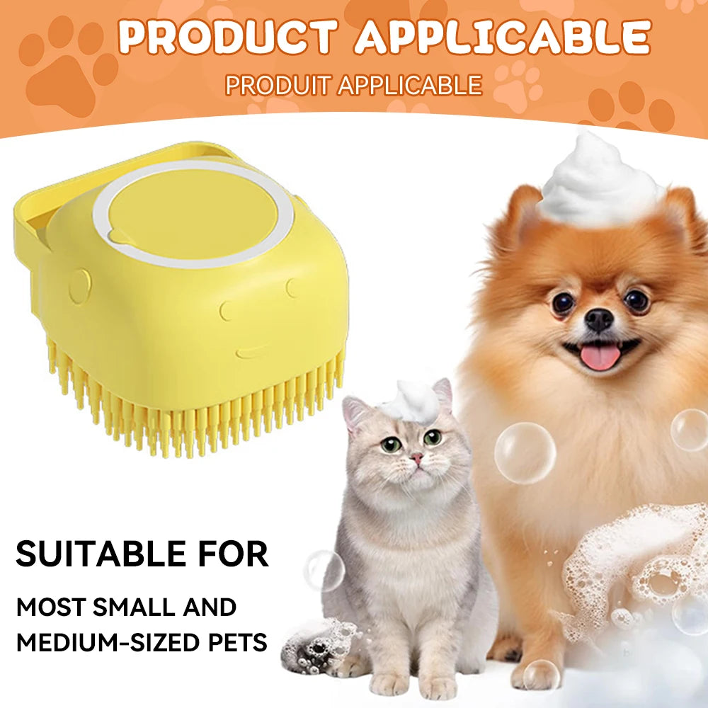 Dog Bathing & Massage Brush – Shampoo Dispenser