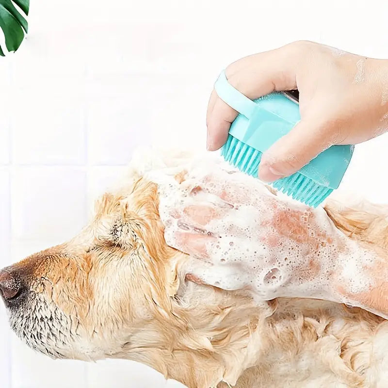 Dog Bathing & Massage Brush – Shampoo Dispenser