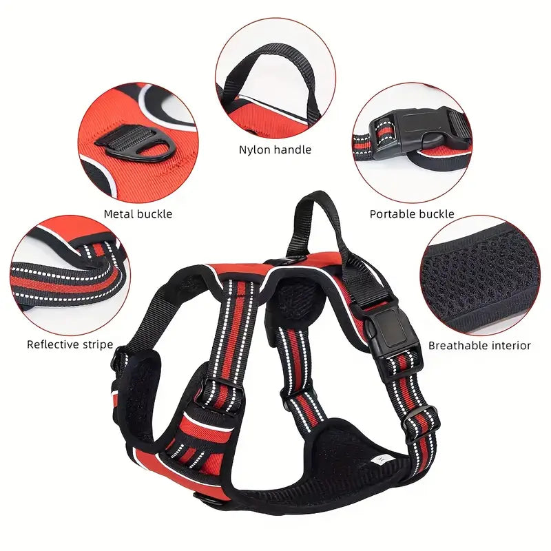 No Pull Dog Harness – Front Clip & Reflective