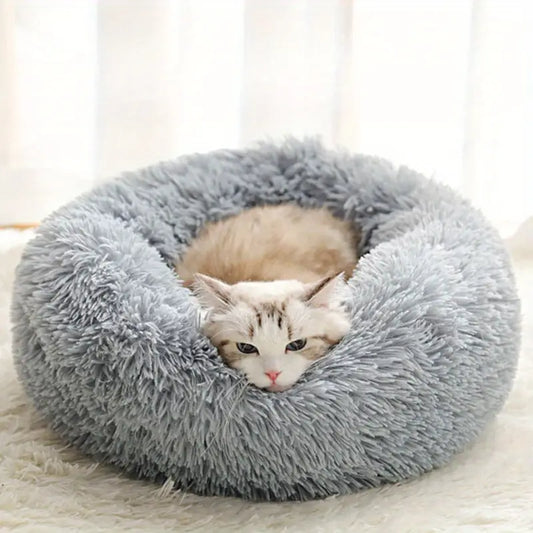 Round Plush Pet Bed – Super Soft & Warm