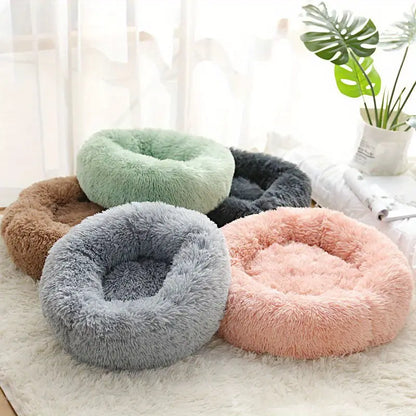 Round Plush Pet Bed – Super Soft & Warm