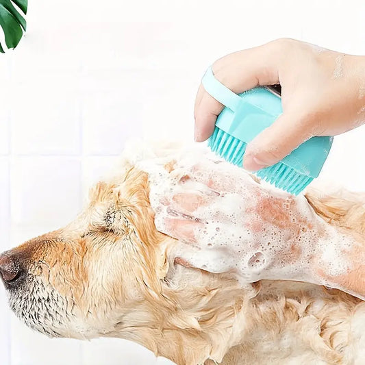 Dog Bathing & Massage Brush – Shampoo Dispenser