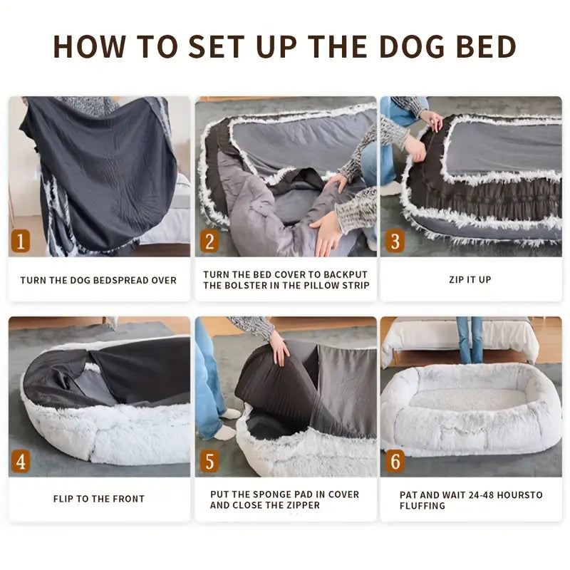 Human Dog Bed – Super Large Round Plush Bed for Pets