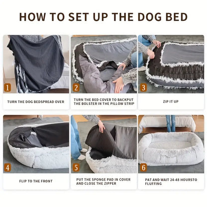 Human Dog Bed – Super Large Round Plush Bed for Pets